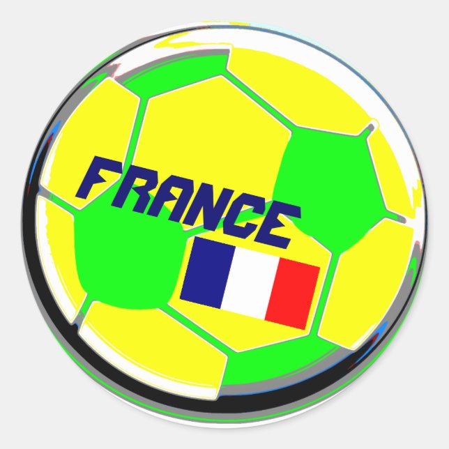 Soccer Ball Frankreich Runder Aufkleber (Vorderseite)