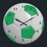Soccer Ball | Green Große Wanduhr<br><div class="desc">Soccer Ball Clock | Green. A great gift for a soccer player or soccer fan enthusiast. 😀If you need further customization, please click the "Click to Customize further" or "Customize or Edit Design" button and use our design tool to resize, rotate, change text color, add text and so much more....</div>