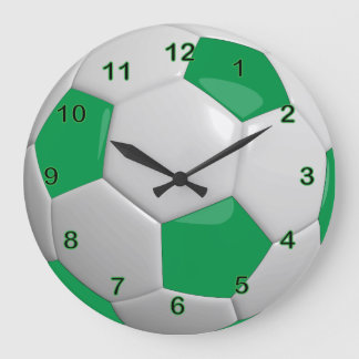 Soccer Ball | Green Große Wanduhr