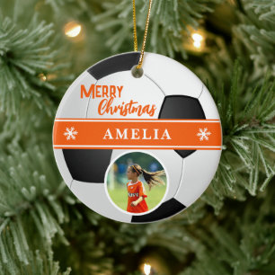 Soccer Ball Individuelle Name Frohe Weihnachts-Fot Keramik Ornament