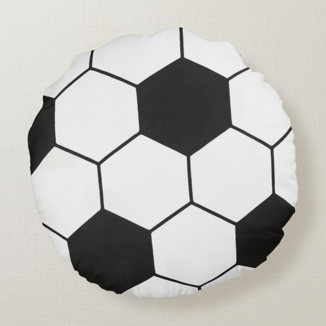 Soccer Ball Inspired Pattern Geometric Print  Rundes Kissen (Rückseite)