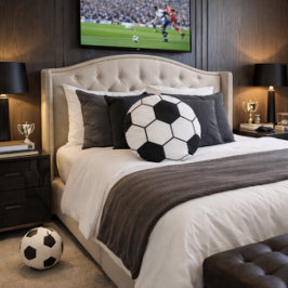 Soccer Ball Inspired Pattern Geometric Print  Rundes Kissen