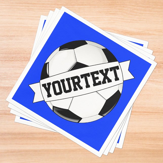 Soccer Ball Kundenname Team Player Personalisiert Serviette (Soccer party napkins with custom team name or text.)