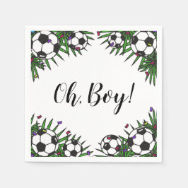 Soccer Ball Oh Boy Sports Game Thema Kinderdusche Serviette