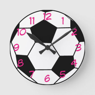 Soccer Ball Pink Accent Wall Clock Runde Wanduhr