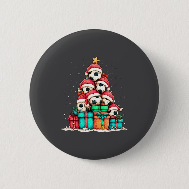Soccer Ball Player Le Christmas Tree Xmas Long Sle Button (Vorderseite)