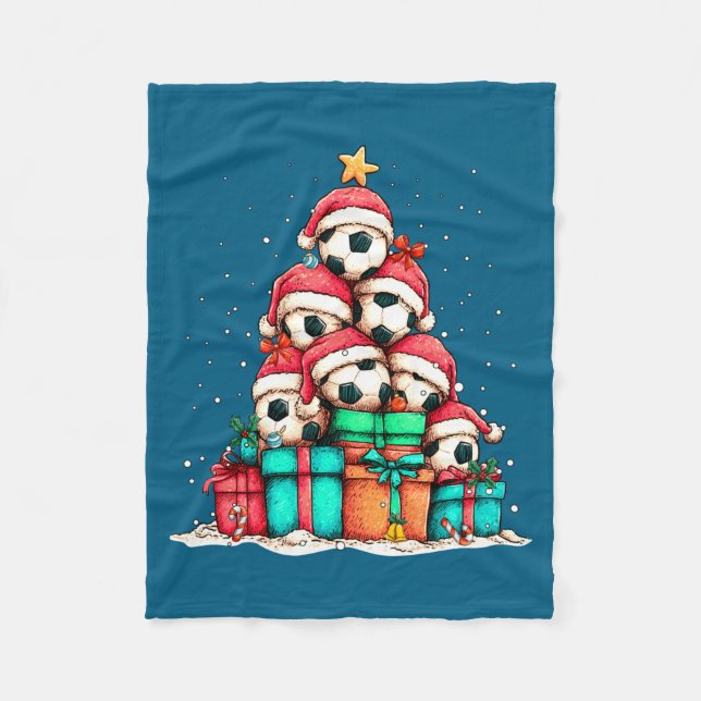 Soccer Ball Player Le Christmas Tree Xmas Long Sle Fleecedecke (Vorderseite)