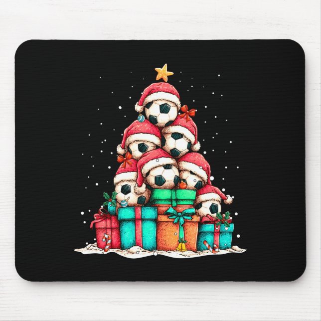 Soccer Ball Player Le Christmas Tree Xmas Long Sle Mousepad (Vorne)
