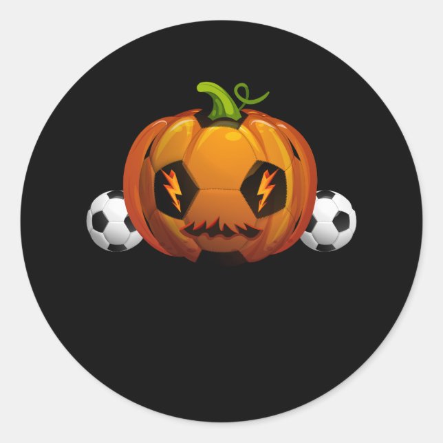 Soccer Ball Pumpkin Kürbislaterne Skull Halloween Runder Aufkleber (Vorderseite)