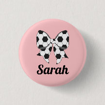 Soccer Ball Ribbon Bow Custom Button