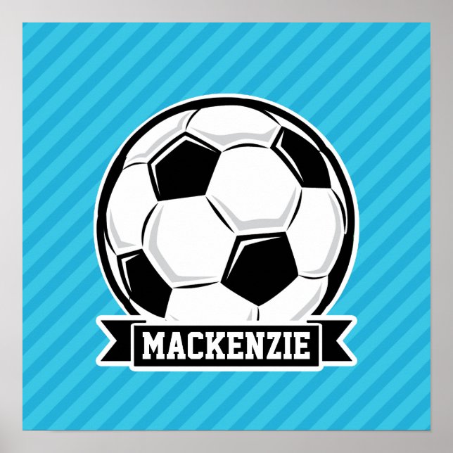 Soccer Ball; Sky Blue Stripes Poster (Vorne)