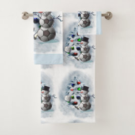 Soccer Ball Snowman Weihnachten Badhandtuch Set