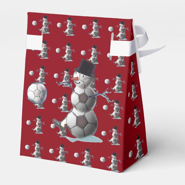 Soccer Ball Snowman Weihnachten Geschenkschachtel (Rückseite)