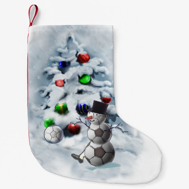 Soccer Ball Snowman Weihnachten Kleiner Weihnachtsstrumpf (Vorderseite)