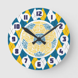 Soccer Ball Typographic Design Clock Runde Wanduhr