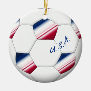 Soccer ball „U_._S_._A.“. Ball des Fußballs v Keramik Ornament
