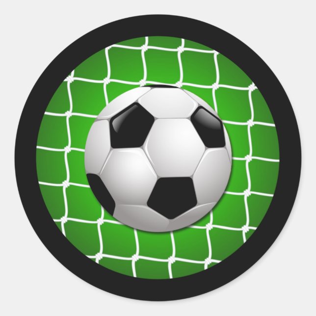 SOCCER-BALL UND ZIELNETZ RUNDER AUFKLEBER (Vorderseite)