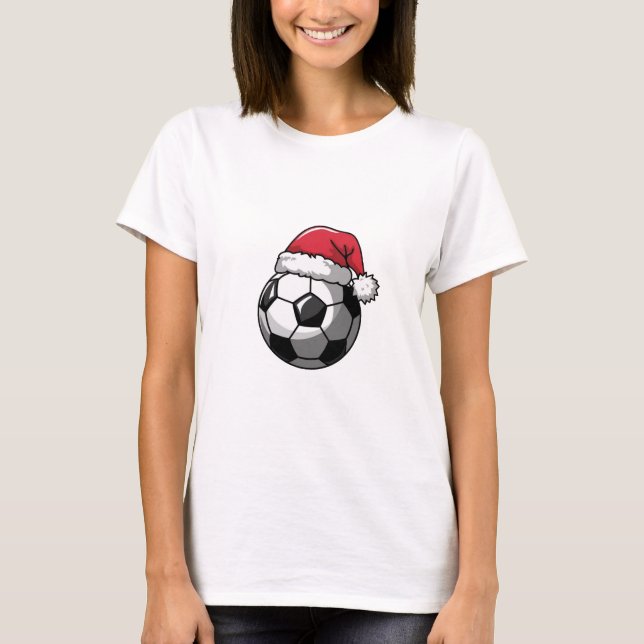 Soccer Ball with Santa Hat T-Shirt (Vorderseite)