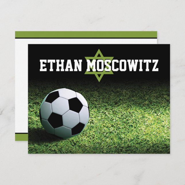 Soccer Bar Mitzvah Flat Merci Note (Devant / Derrière)