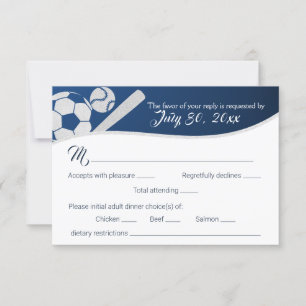 Soccer Baseball Response Card mit Abendessen RSVP Karte