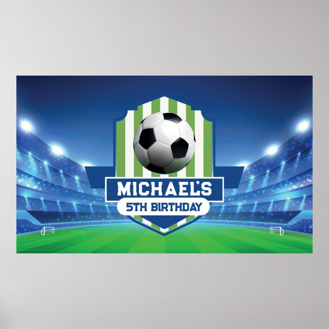 Soccer Birthday banner backdrop  Poster (Vorne)