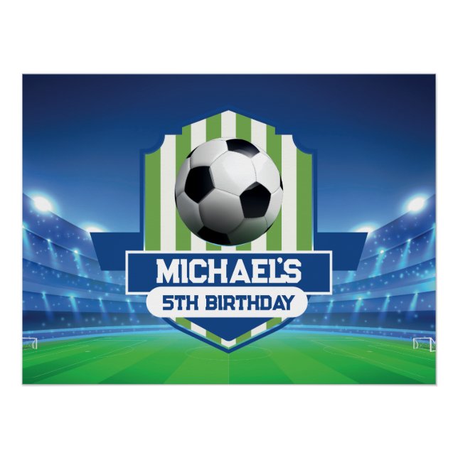 Soccer Birthday banner backdrop  Poster (Vorderseite)