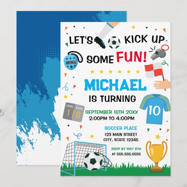 Soccer Birthday boy Invitation Einladung (Vorne/Hinten)