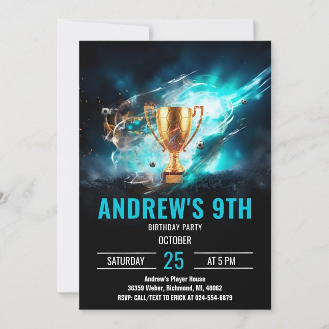 Soccer Birthday Invitation Minimalist Card Einladung (Vorderseite)