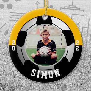 Soccer Black Gold Team Colors Keramik Ornament