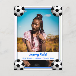 Soccer Blue & Black Abschluss Ankündigungspostkarte