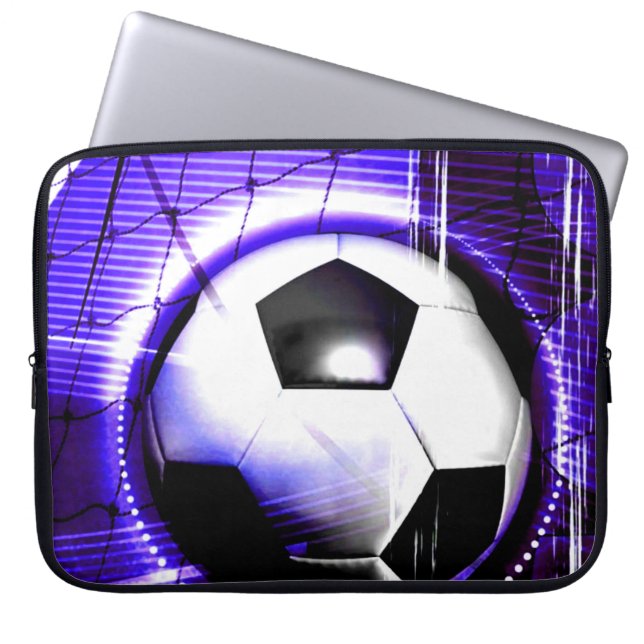 Soccer Blue Personalisieren mit Namen oder Teamnam Laptopschutzhülle (Vorderseite)