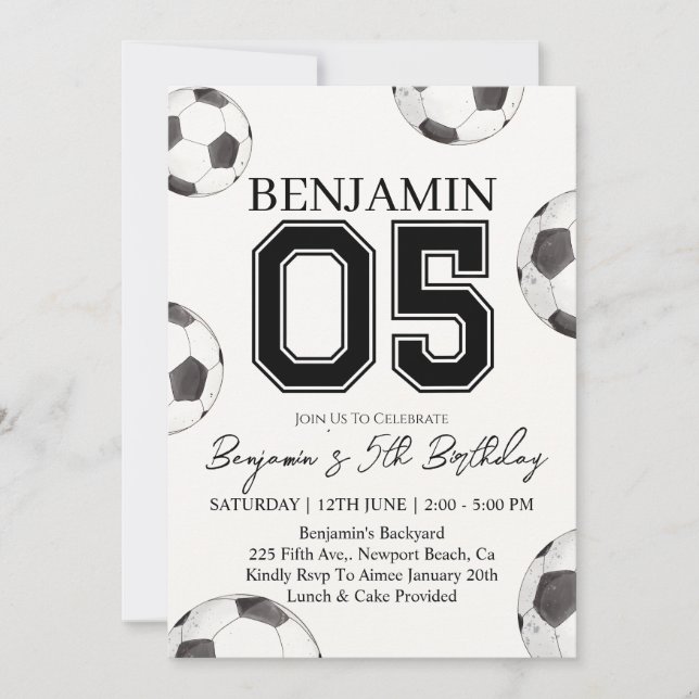 Soccer Boy 5e Invitation anniversaire - Soccer Par (Devant)