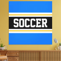 SOCCER Bright Blue Schwarz-weiß Gelbe Streifen