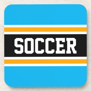 SOCCER Bright Sky Blue Gelb Black Racing Streifen Getränkeuntersetzer