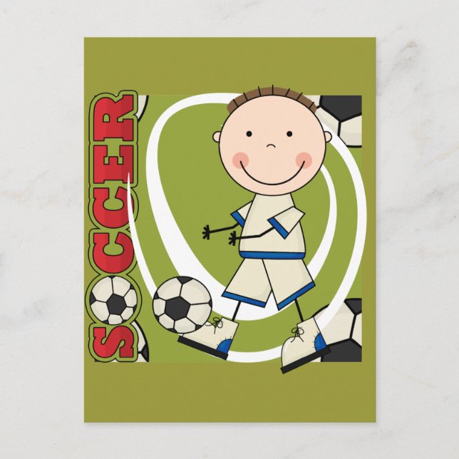 SOCCER - Brünette Boy-Shirts und Geschenke Postkarte (Vorderseite)
