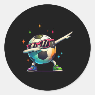 Soccer Byll Dabbing Sungles Soccer Player Kids Boy Runder Aufkleber