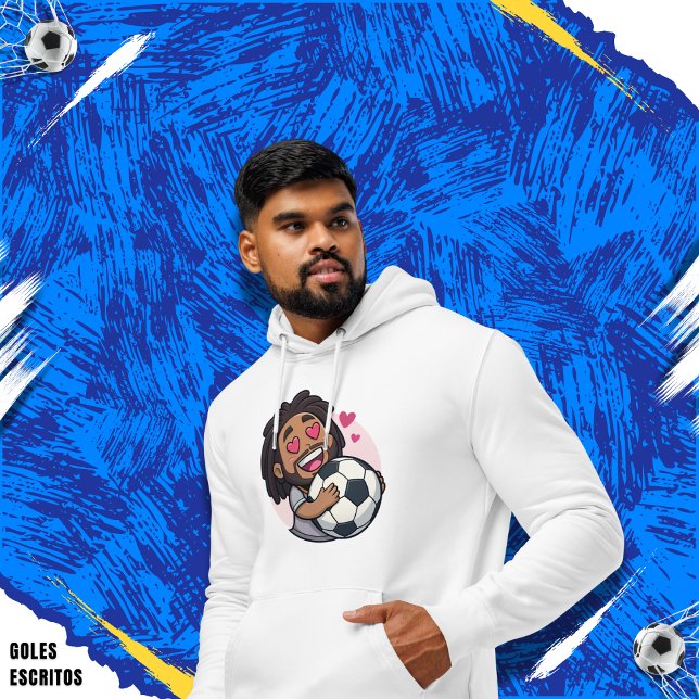 Soccer cartoon brunette man face in love hoodie (Von Creator hochgeladen)