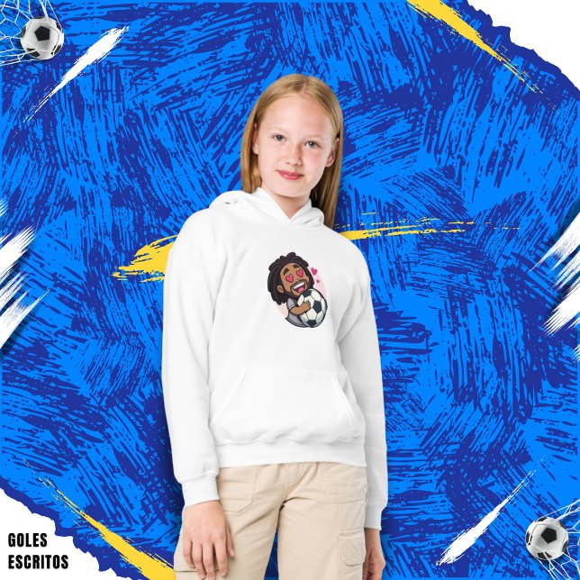Soccer cartoon brunette man face in love hoodie (Von Creator hochgeladen)