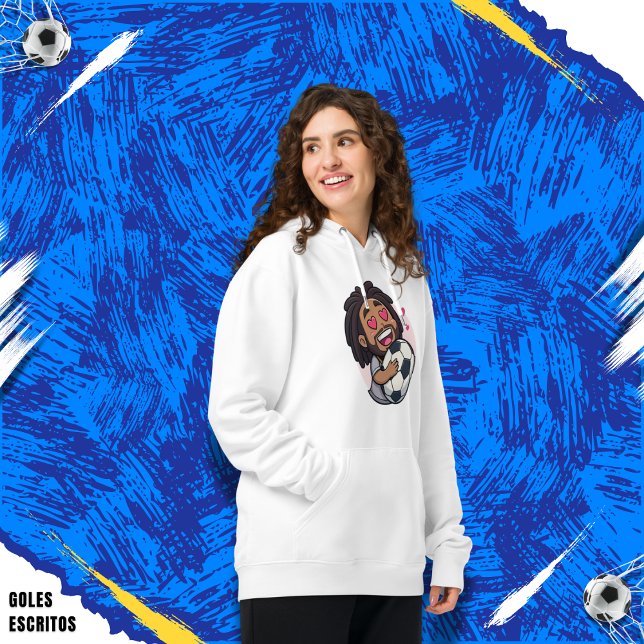 Soccer cartoon brunette man face in love hoodie (Von Creator hochgeladen)