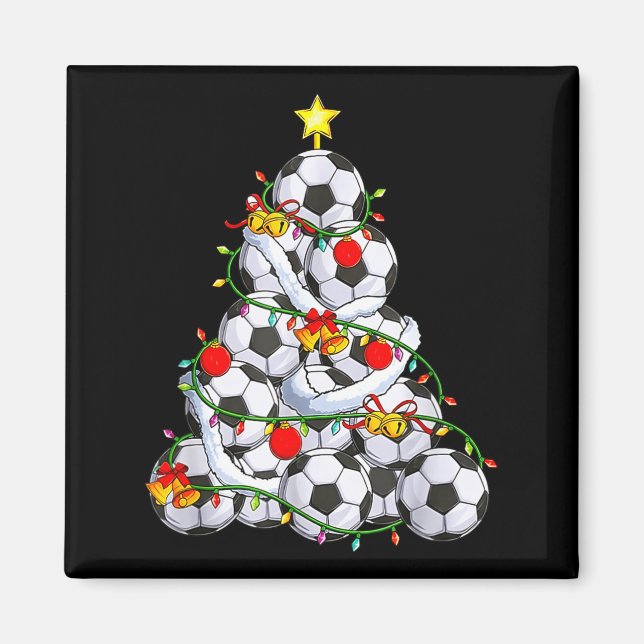 Soccer Christmas Tree Ball Santa Hat Funny Xmas So Magnet (Vorne)