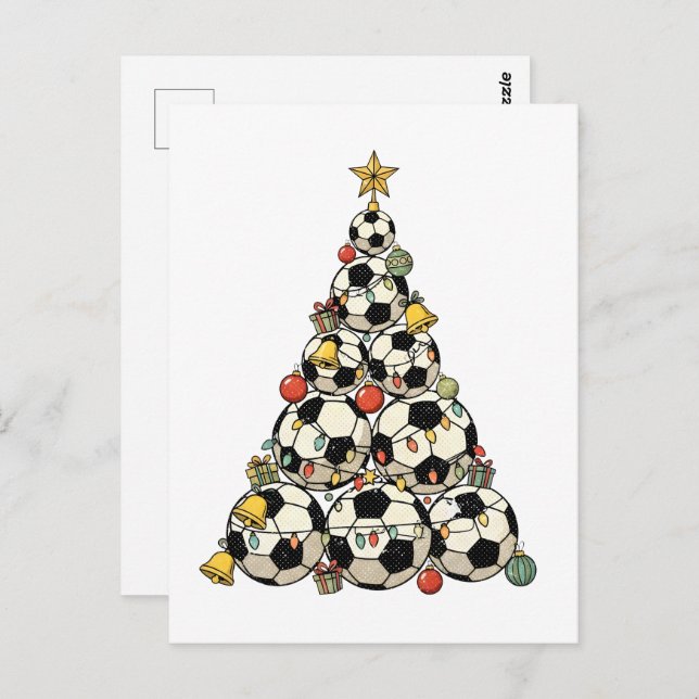 Soccer Christmas Tree Postkarte (Vorne/Hinten)