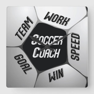 Soccer Coach Thanks Large Ball Quadratische Wanduhr
