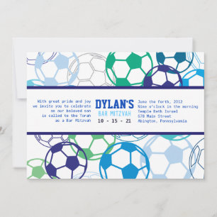 SOCCER COLORED Bar Bat Mitzvah Einladung