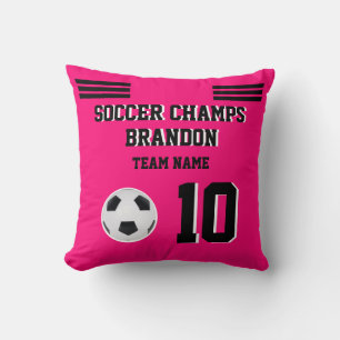 soccer coussin fuchia noir gol sport personnalisé