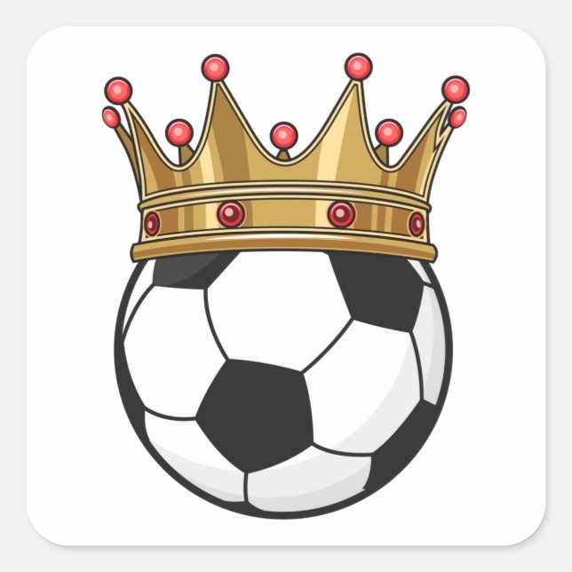 Soccer Crown King Quadratischer Aufkleber (Vorderseite)