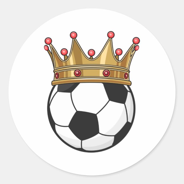 Soccer Crown King Runder Aufkleber (Vorderseite)
