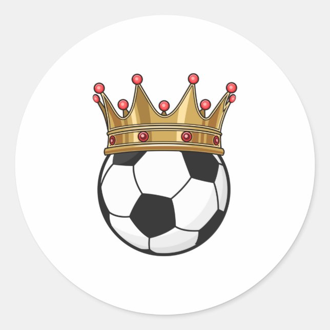 Soccer Crown King Runder Aufkleber (Vorderseite)