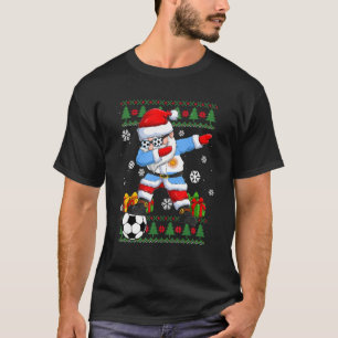 Soccer Dabbing Santa Argentinien Flagge Ugge Weihn T-Shirt