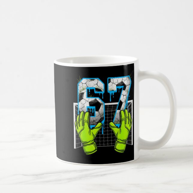 Soccer Drip 67 Six Seven Funny Gen Alpha Meme Desi Kaffeetasse (Rechts)