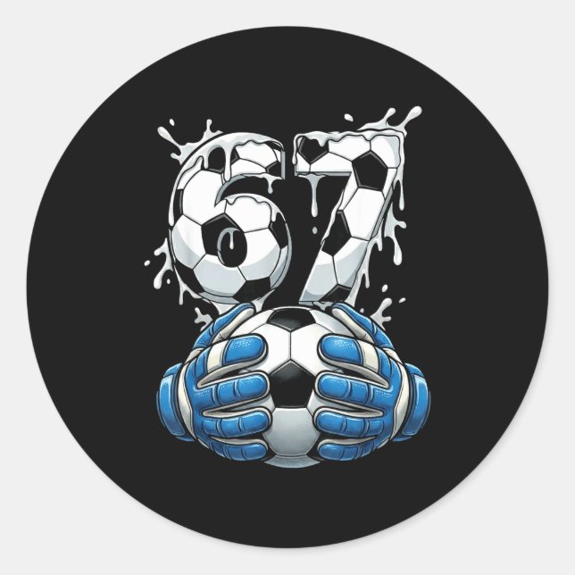 Soccer Drip Number 67 Boys Soccer Goalkeeper 67  Runder Aufkleber (Vorderseite)